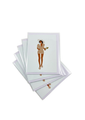 Chic Solo Woman Fashion Illustration Greeting Card Set