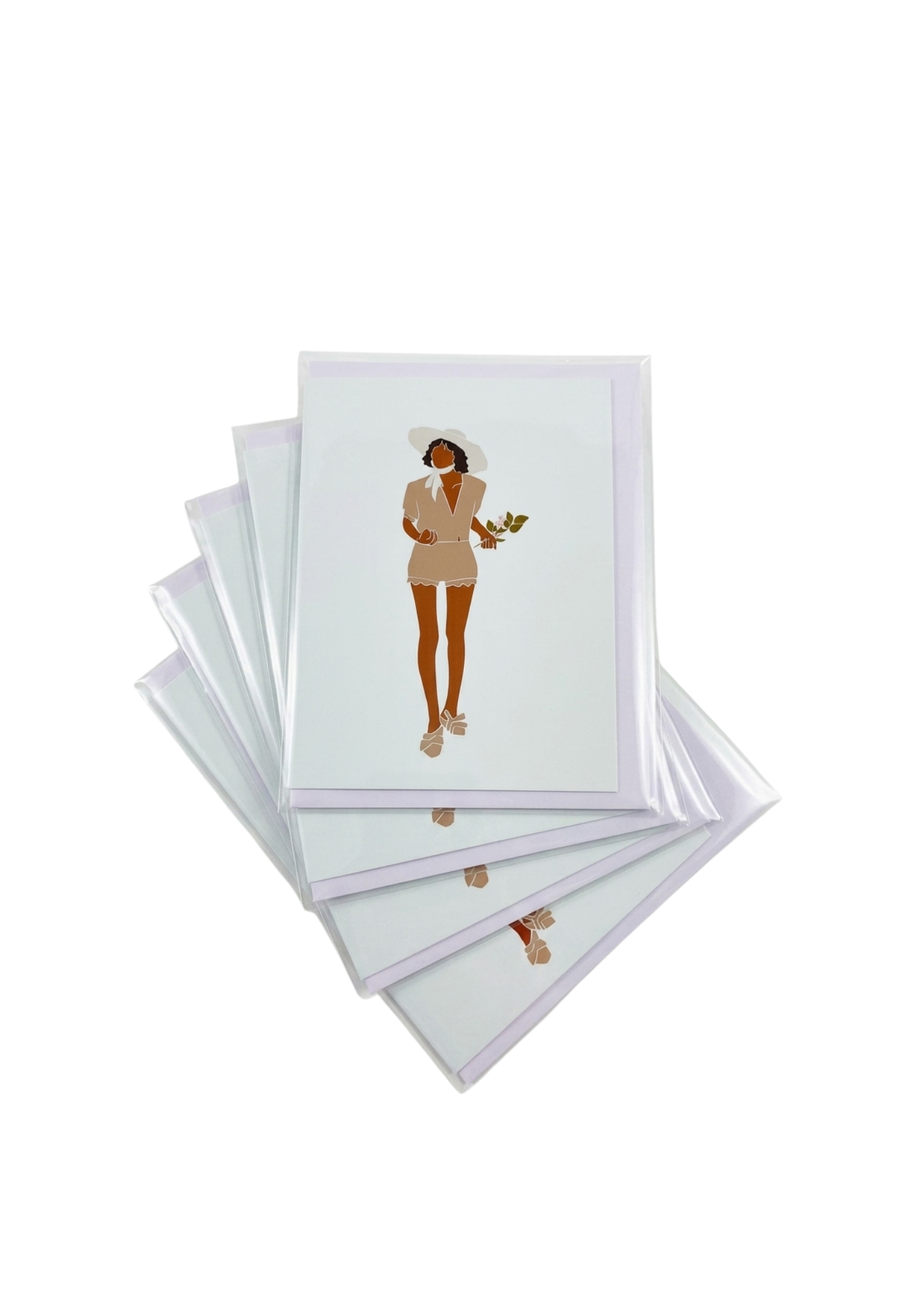 Chic Solo Woman Fashion Illustration Greeting Card Set